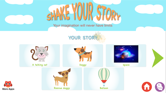 Players select categories for a story in Sami Apps