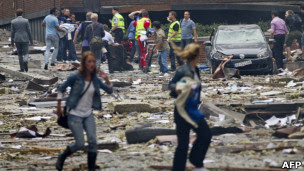 Momentos después de la explosión en Oslo