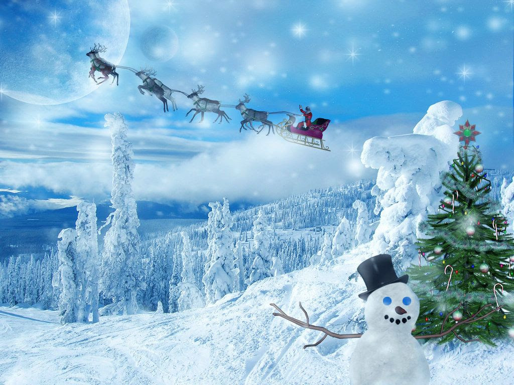 Fond Décran Père Noel Et Son Traineau Gratuit Fonds écran