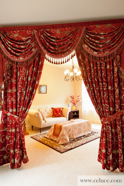 Louis XVI Swag Valance Window Treatment  Traditional  Living Room 