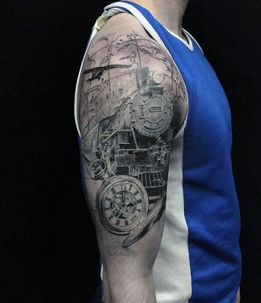 Train Tattoo - Traditional western Man's Ruin Train tattoo by David ... : If you prefer to have such tattoos with profound symbolism, you may consider such design.
