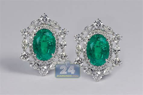 What does it take to become a designer of fine jewelry? Womens Diamond Emerald Flower Earrings 18K White Gold 17.46 ct