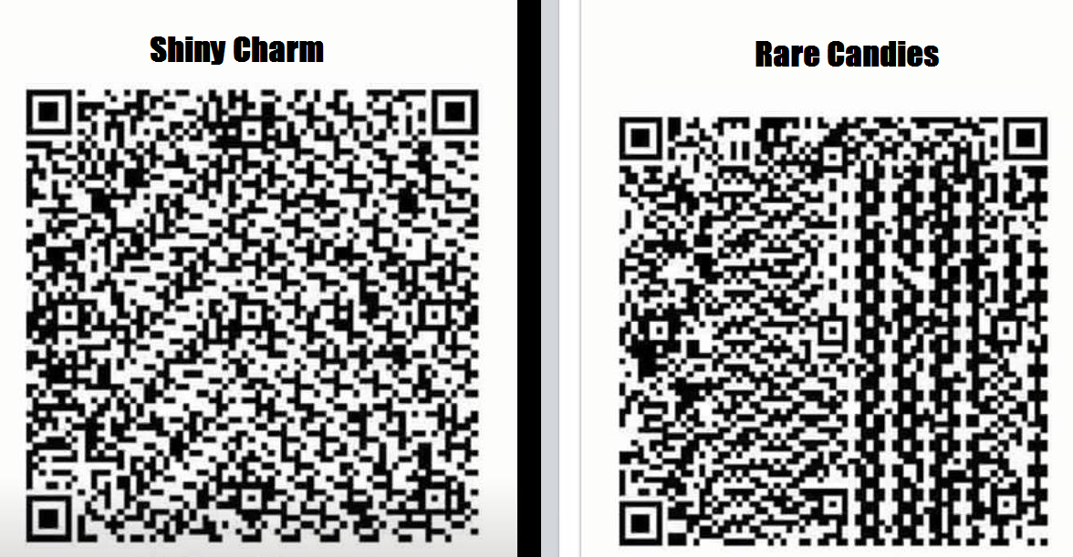 Qr Codes For Items Avalilable Shiny Charm And Rare Candies Pokemon
