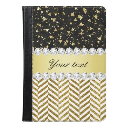 Gold Confetti Triangles Chevrons Diamond Bling iPad Air Case