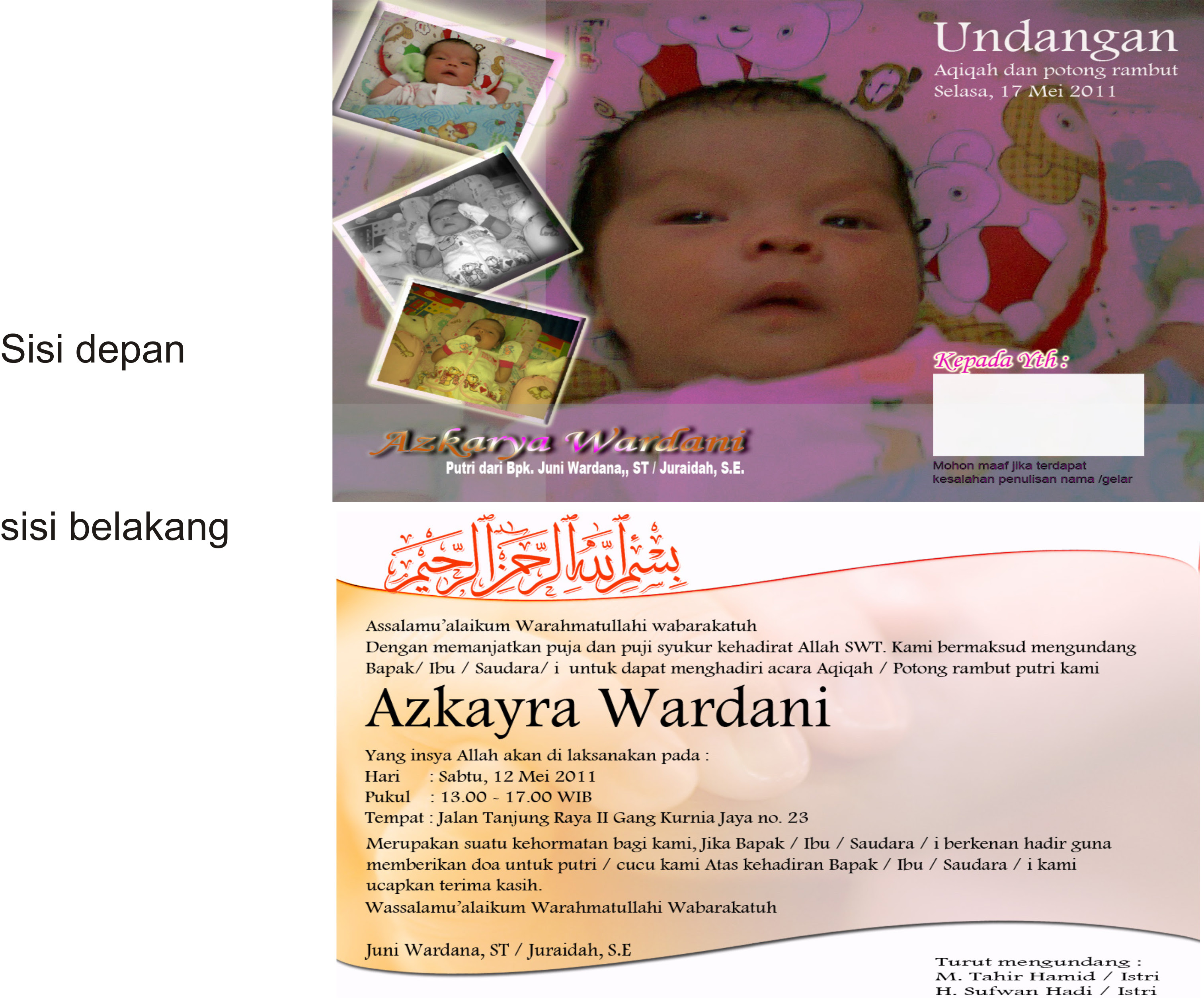 contoh desain aqiqah Contoh Akikahan Undangan Ideas Cake Designs and
