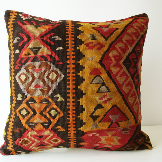 Sukan / Hand Woven - Turkish Antique Kilim Pillow Cover - 18x18 