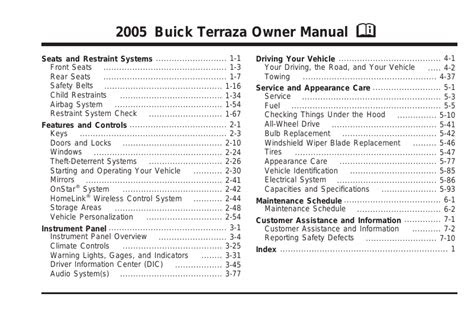 eBook 2005 Buick Terraza Owners Manual