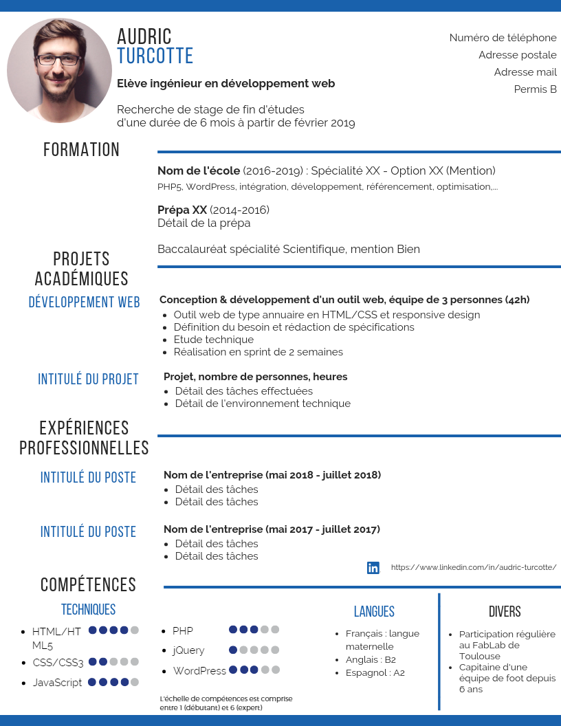 Cv Pour Demande De Stage