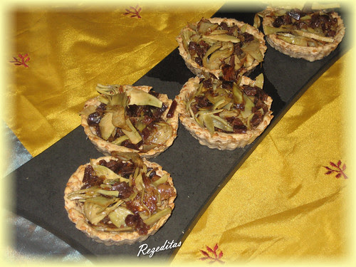 TARTALETAS DE LINO CON SALTEADO DE ALCACHOFAS Y JAMÓN