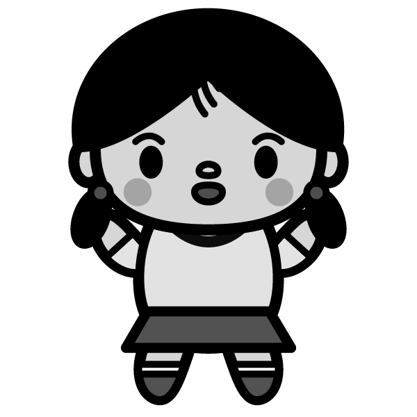 モノクロでかわいい女の子の無料イラスト 商用フリー オイデ43