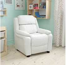 Deals Deluxe Padded Contemporary White Vinyl Kids Recliner with Storage
Arms Offer