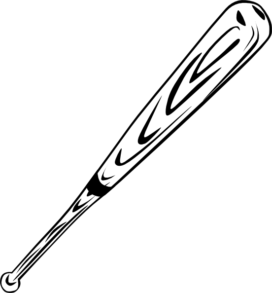 Baseball Bat (B and W) clip art