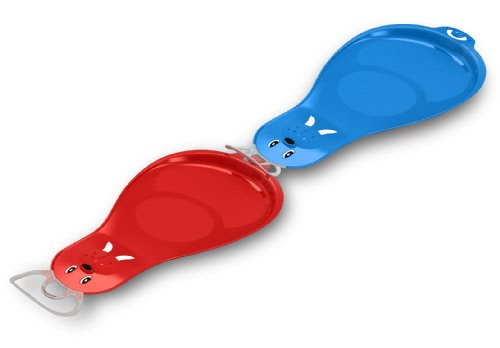 Walrooz Connectable Snow Sleds - New Larger Size -2 Pack (Red & Blue)