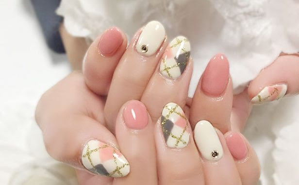 アーガイル柄 ネイル ネイルサロンjewel ジュエル