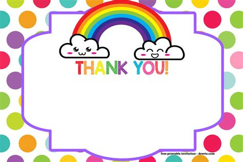 Now all you have to do to print your cards is pick the . free printable rainbow invitation template thank you card drevio