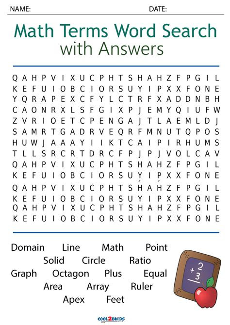  math word search printable printable word searches