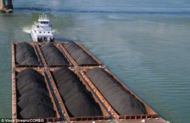 The US, which transports large amounts of coal via barge on the Ohio River (above) will have to leave the majority of its coal reserves untapped, something that could have a huge impact on its industry and economy