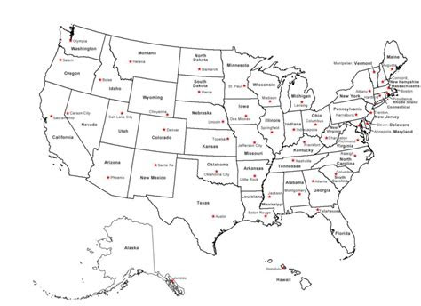 united states map states  capitals printable map printable maps