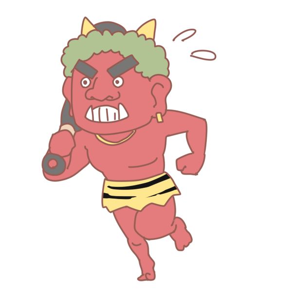 逃げる赤鬼のイラスト かわいいフリー素材が無料のイラストレイン