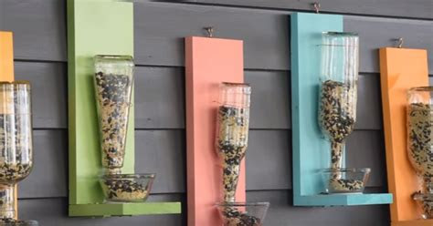 diy bird feeder upcycles scrap wood glass bottles