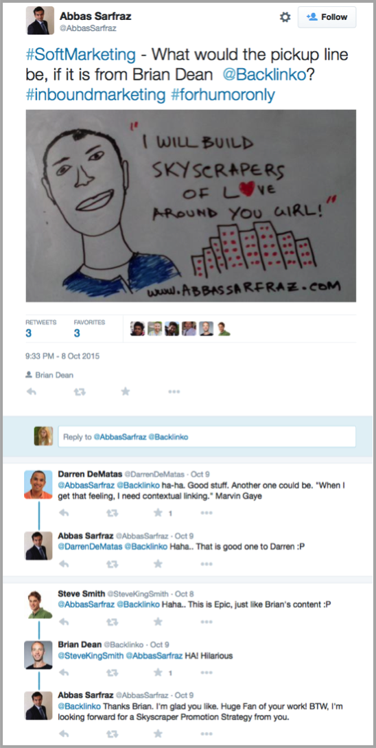 Example of Twitter account for relationship building