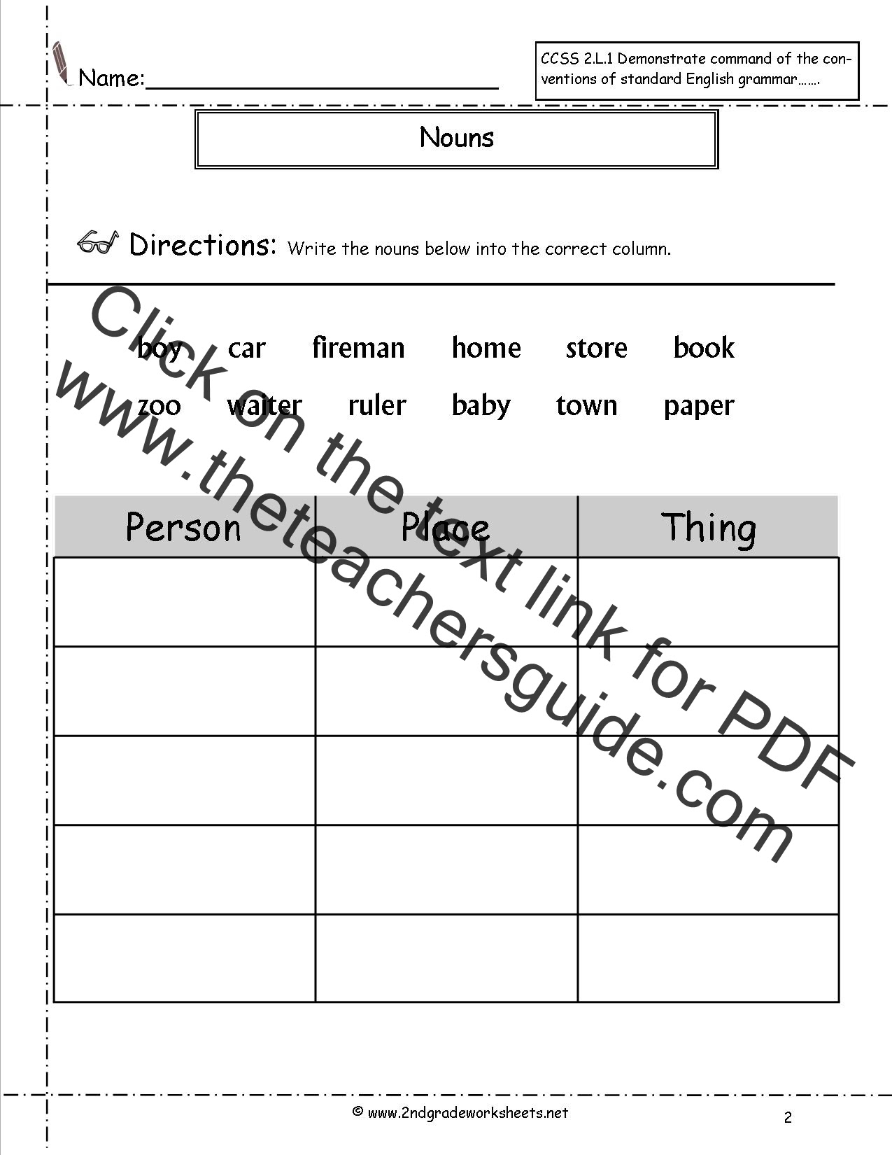 nouns worksheets and printouts