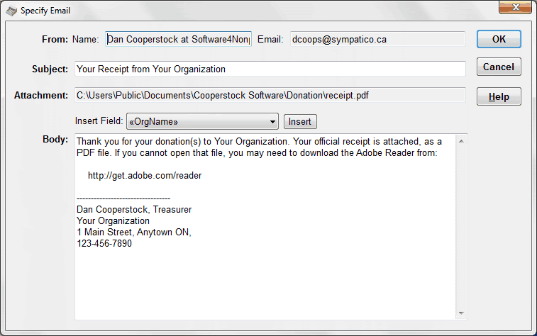 GENERATING CHARITABLE RECEIPTS > Emailing Receipts ...