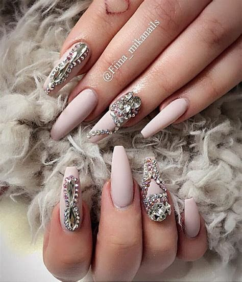 rhinestone nail art ideas snow queen winter nails
