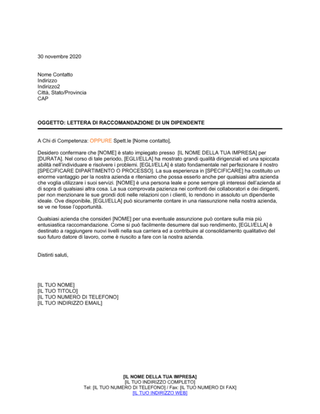 Lettera di referenze lunga - Modelli e esempi di moduli | Biztree.com