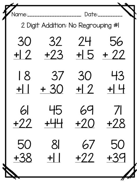Add the numbers together starting with the ones place. double digit addition and subtraction worksheets with and without