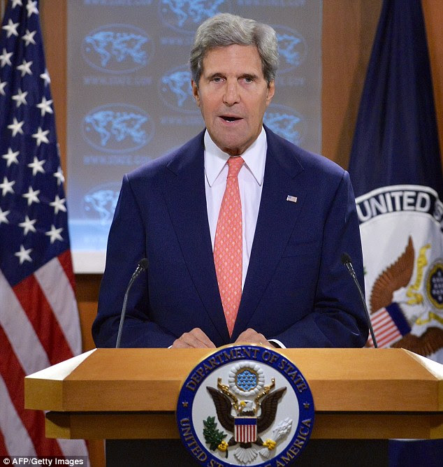 Secretary of State John Kerry on Monday sharply condemned the Syrian regime for 'covering up' a chemical weapons attack against its civilians