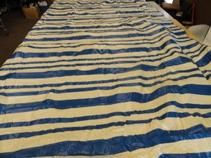 Harris Kayot Vinyl Canopy Top 160" x 106" Blue Off White Stripe Marine ...