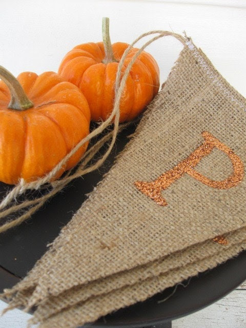PUMPKIN PIE...Glittered Burlap Banner Pennant