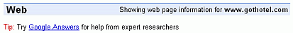 Screen shot of a Google tip