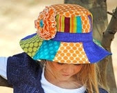 Girls Hat Sewing Pattern PDF Girls Flower Hat Pattern Patchwork Hat for Boys and Girls Reversible Sizes X Small to X Large Summer Daze Hat - AngelLeaDesigns