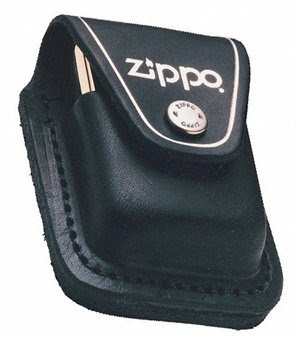 Black Zippo Logo Leather Belt Clip Pouch