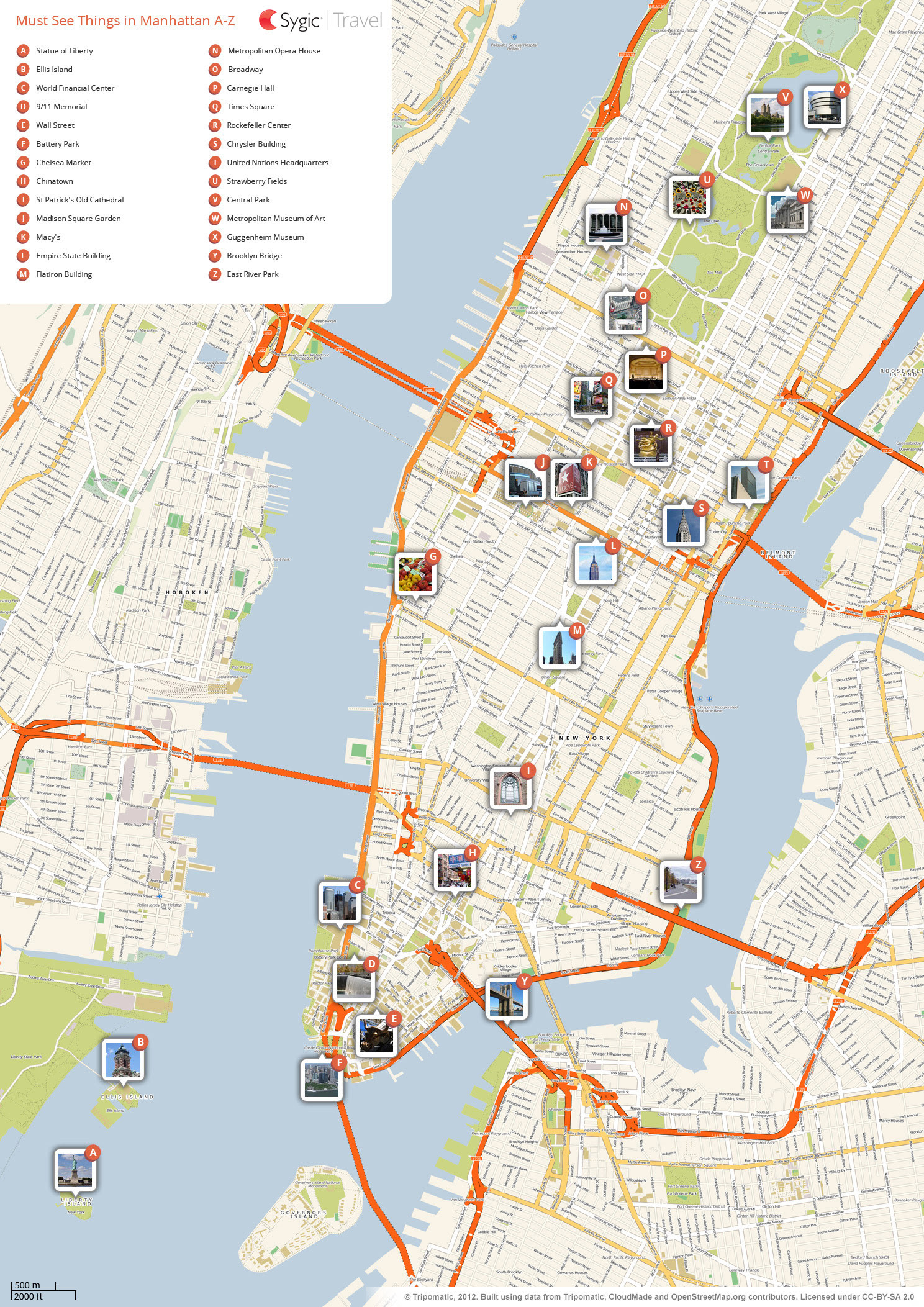 Printable Map Of Manhattan New York City Manhattan Printable Tourist Map | Sygic Travel