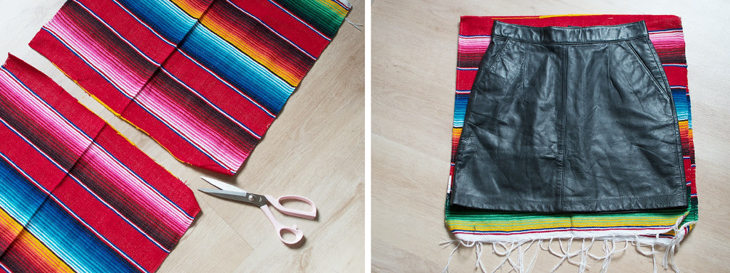 diy mexican rug skirt proces