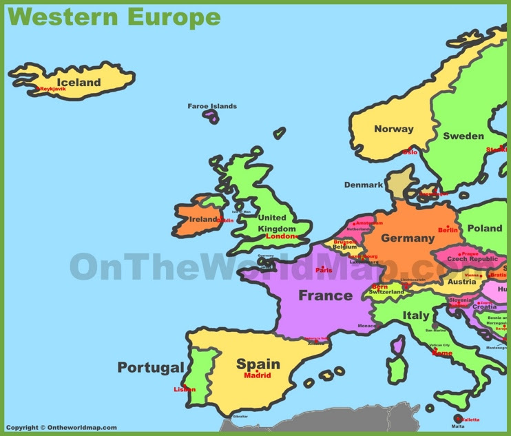 Map Europwestern Europe Countries And Capitals Map