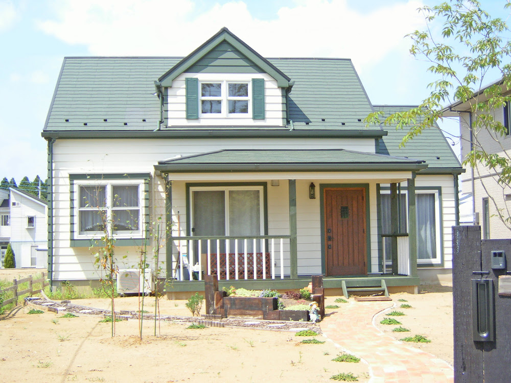 坪 緑と白の外観かわいらしい2ldkの平屋住宅 千葉で輸入住宅の注文住宅ならpjホーム 市原市 木更津市