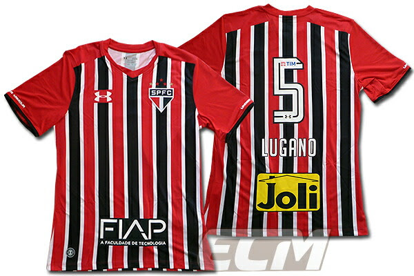 半袖 16 ブラジルリーグ Saopaulo Lugano サッカー ユニフォーム 5 5番ルガーノ サンパウロ メンズウェア 国内未発売 Y1711 ｅｃムンディアル アウェイ 半袖 アウェイ
