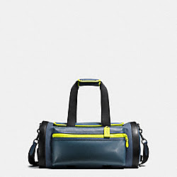 TERRAIN GYM BAG IN PERFORATED MIXED MATERIALS - COACH f20468 - BLACK ANTIQUE NICKEL/DK DENIM/BLK/BRIGHT YELLOW