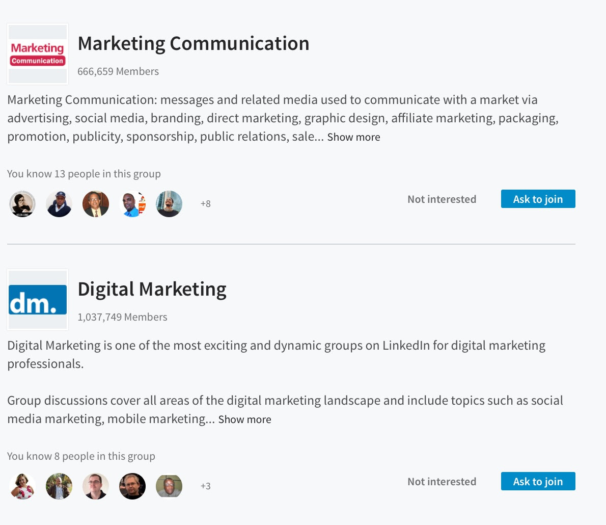 Discover new groups 2