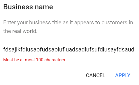GMB Name 100 character limit