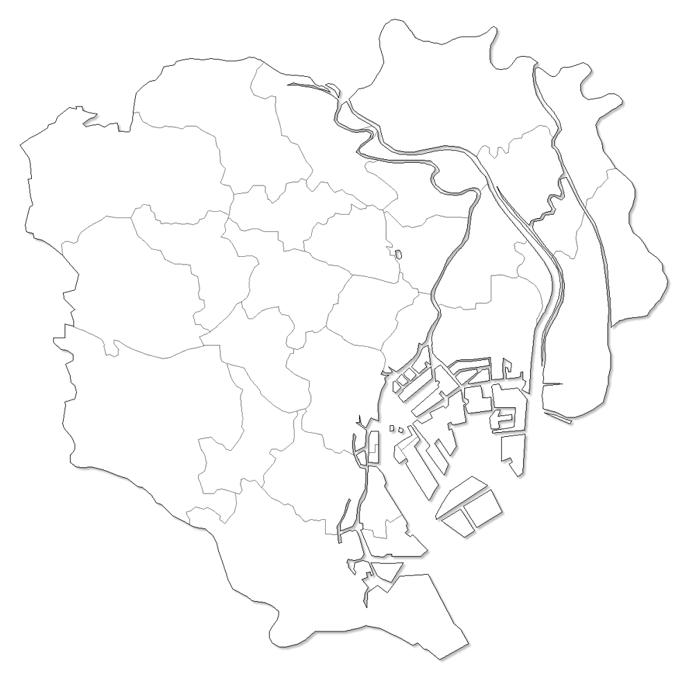 Craftmap 東京23区の地図素材 白地図
