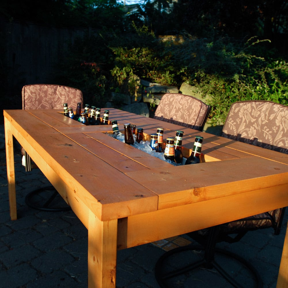Ana White | Build a Patio Table with Built-in Beer/Wine Coolers | Free ...