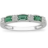 1/10ct Diamond and Emerald Ring in 10k White Gold