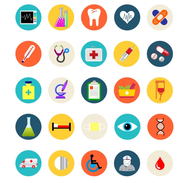 医療関連のフラットデザイン アイコン集 Medical and healthcare flat icons set