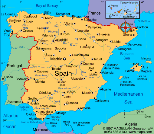 World Maps: map of spain