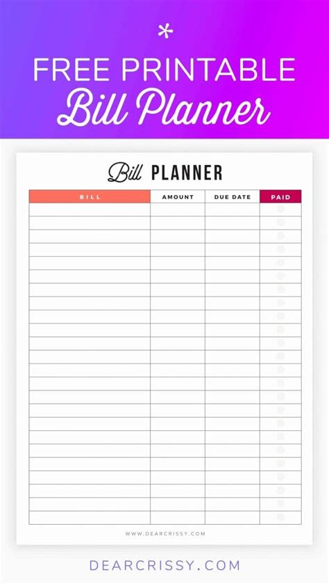 Here's how to get started: free bill organizer template downloads